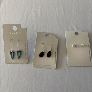 Laura Janelle Swarovski Crystal earrings 3 pair NEW